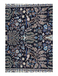 Navy Blue Fine Hand knotted Persian silk & wool Nain 3'7'' X 4'11''