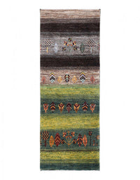 Multi Color Hand knotted Persian Gabbeh Runner 1'8'' X 4'11''