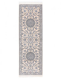 Fine Hand knotted silk & wool Persian Nain runner 3' X 9'9''