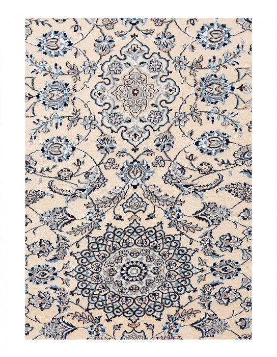 Fine Hand knotted silk & wool Persian Nain runner 3' X 9'9''