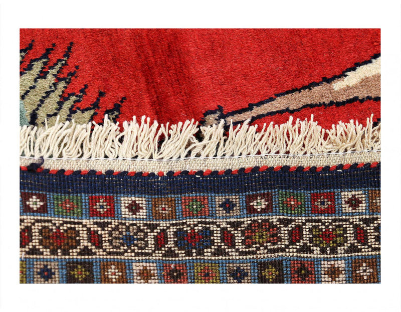 Red color Hand knotted Shiraz rug 2'11'' X 5'8''