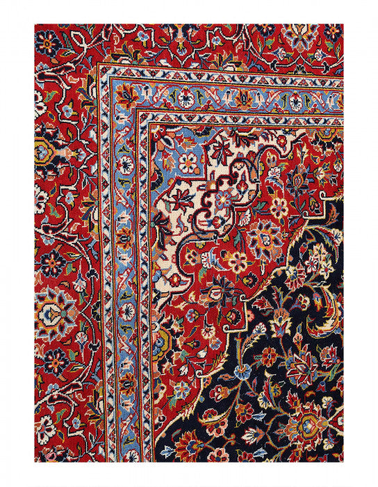 Navy Blue Fine Hand knotted Persian Kashan 8'7'' X 11'8''