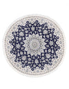 Navy blue fine hand knotted silk & wool Nain round rug 7' X 7'