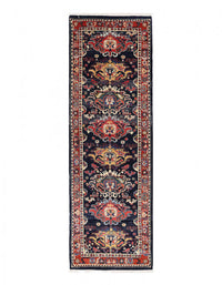 Navy blue Fine Hand knotted Persian bidjar runner 2' X 7'