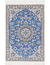 Light Blue Fine Hand knotted Persian silk & wool Nain 2'2'' X 3'3''