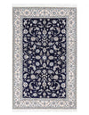 Navy Blue Fine Hand knotted Persian silk & wool Nain 5'1'' X 8'2''