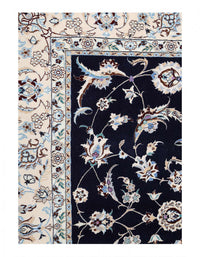 Navy Blue Fine Hand knotted Persian silk & wool Nain 5'1'' X 8'2''