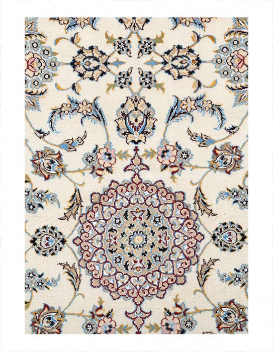 Ivory Color Fine Hand knotted Persian Nain runner 3'3'' X 9'8''