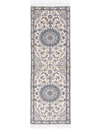 Fine Hand knotted Persian silk & wool Nain runner 2' X 6'1''