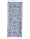 Light blue Fine Hand knotted Persian silk & wool Nain 2'7'' X 6'5''