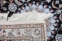 Navy Blue Fine Hand Knotted Persian Silk & wool Nain 2'11'' X 12'5''