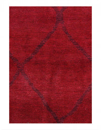 Red Color Fine Hand knotted overdyed modern rug 5'1'' X 7'