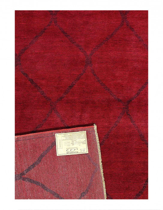 Red Color Fine Hand knotted overdyed modern rug 5'1'' X 7'