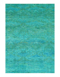 Overdyed Green Hand Knotted Area Rug 8'1'' X 10'5''