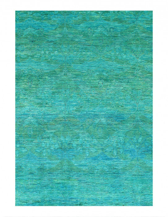 Overdyed Green Hand Knotted Area Rug 8'1'' X 10'5''