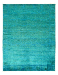 Overdyed Green Hand Knotted Area Rug 8'1'' X 10'5''