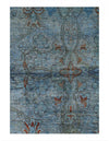 Overdyed Blue Hand Knotted Area Rug 5'6'' X 8'9''