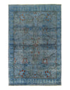 Overdyed Blue Hand Knotted Area Rug 5'6'' X 8'9''