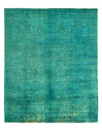 Overdyed Green Hand Knotted area rug 7'11' X 9'11''