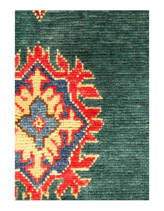 Green color Fine Hand knotted Kazak 3'1'' X 4'8''