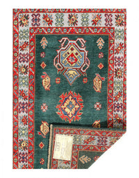 Green color Fine Hand knotted Kazak 3'1'' X 4'8''