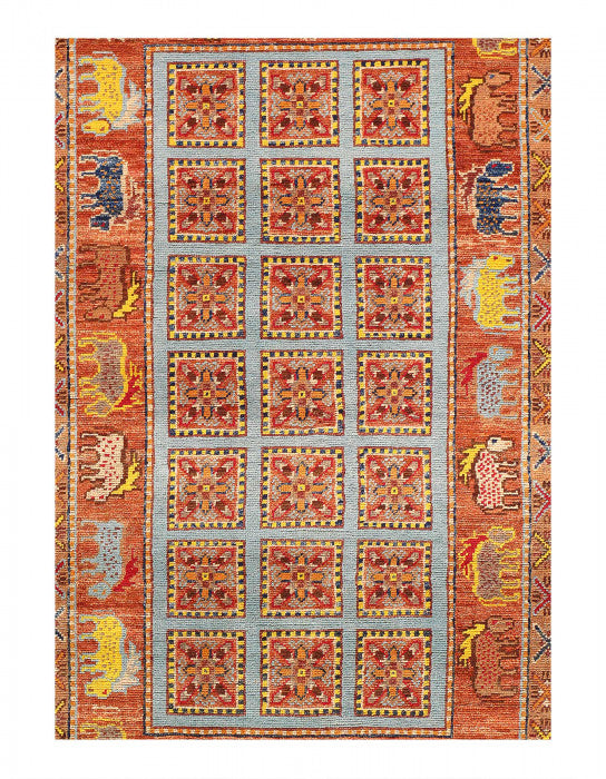 Fine Handmade Pazyryk design Tribal Wool Rug 4' X 5'9''