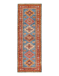 Light Color Fine Hand knotted Kazak Runner 2' X 6'