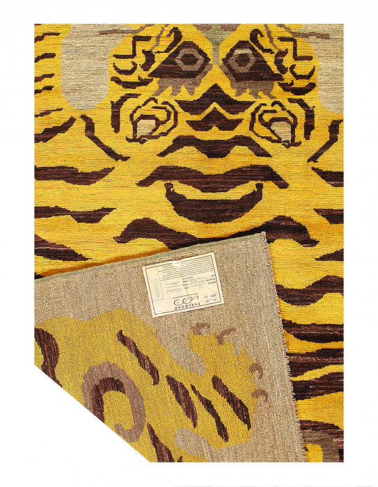 Pasargad Hand Knotted Tibetan Tiger Rug 4'2'' X 5'8''