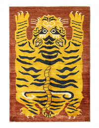 Pasargad Hand Knotted Tibetan Tiger Rug 4'2'' X 5'11''