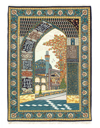 Fine Hand knotted silk & wool Isfahan 3'5'' X 4'8''