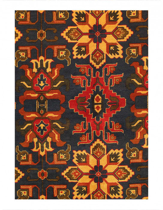 Navy Blue Fine Hand knotted Turkaman rug 6'6'' X 9'6''