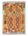 Reversible Kilim Flat Weave Wool On Wool Rug 4' x 6'