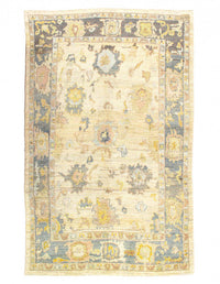 Ivory Color fine hand knotted Oushak rug 5'7'' X 9'6''