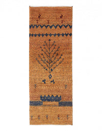 Gold color Fine Hand knotted Persian Gabbeh runner 1'7'' X 4'11''