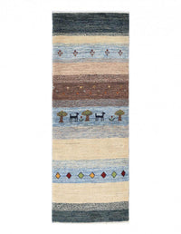 Multi color Fine Hand knotted Persian Gabbeh runner 1'8'' X 4'11''