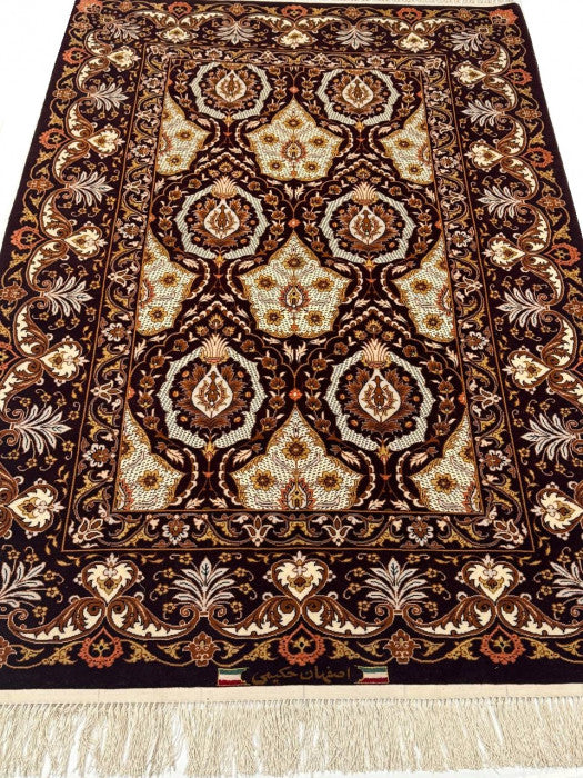 Fine Hand knotted Persian silk & wool Isfahan 3'4'' X 5'